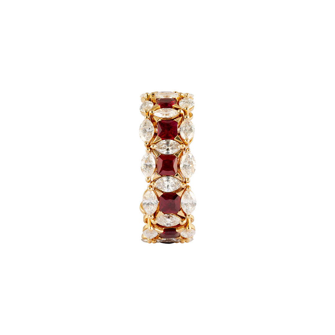 Anello Diade in oro rosa con diamanti e rubini - Image 4